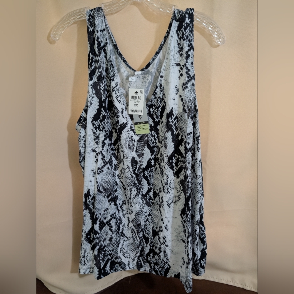 Snakeskin Print Sleeveless Top